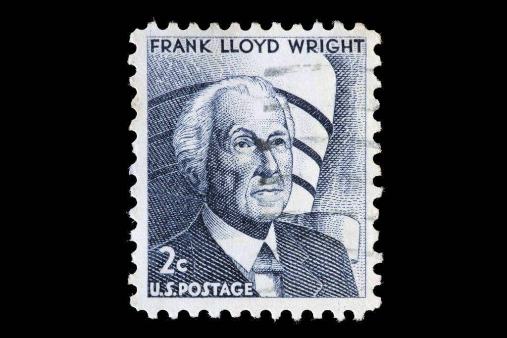 tem buu chinh in hinh Frank Lloyd Wright 1966 Hoa Ky