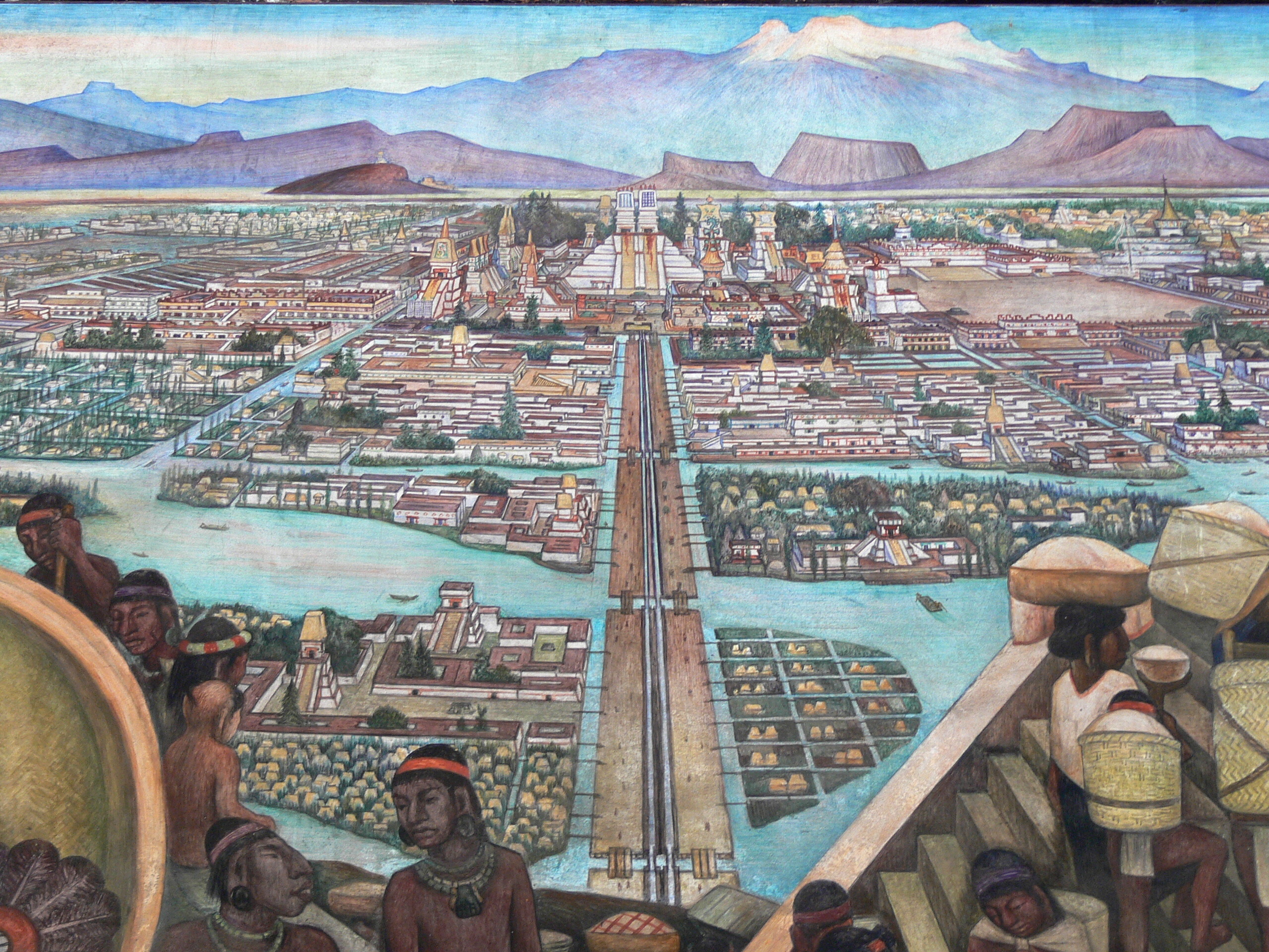 pre-Columbian Aztec city of Tenochtitlán mural Diego Rivera Mexico