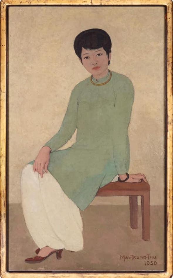oil painting chan dung co Phuong Mai Trung Thu 1950
