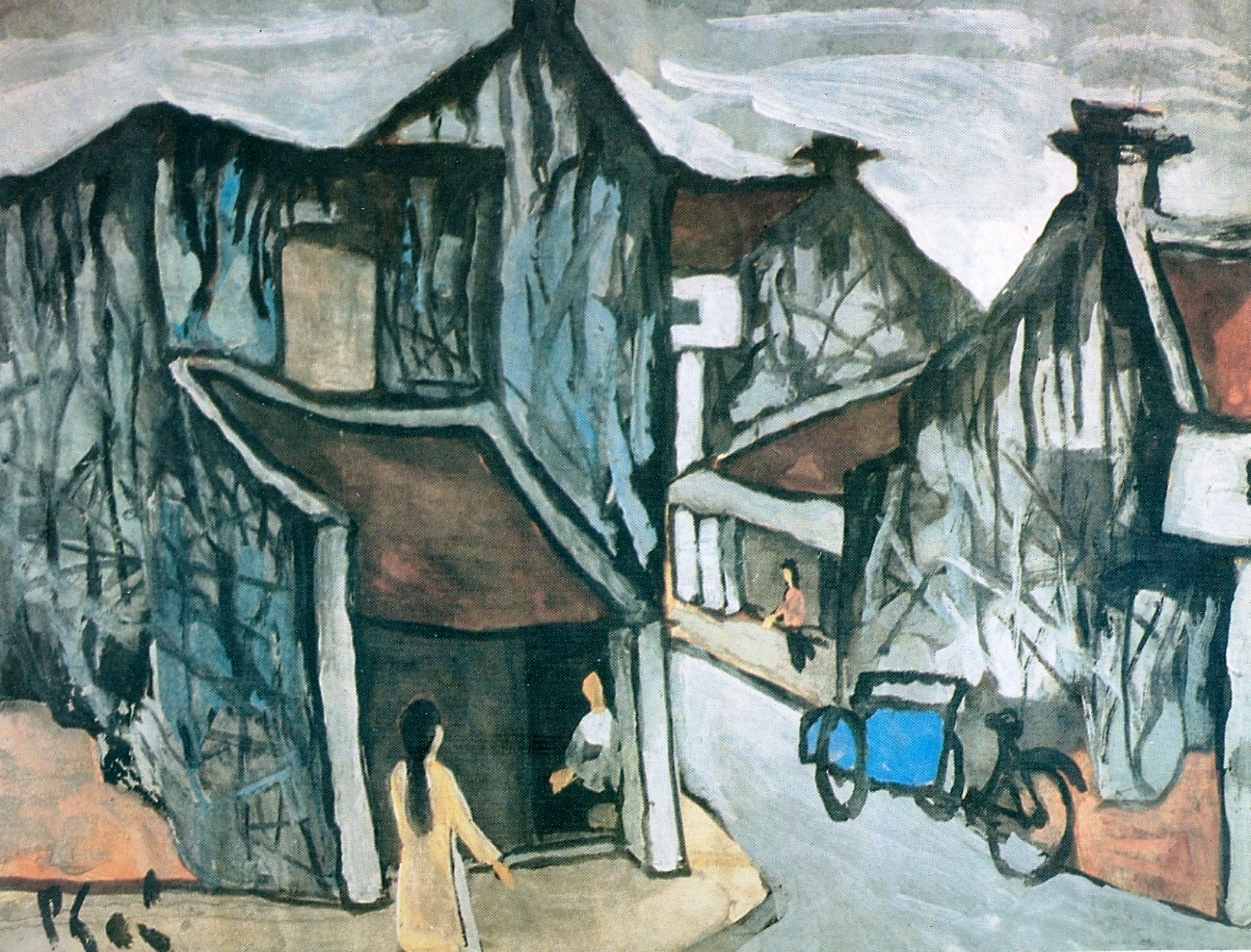 tranh son dau oil painting Pho co Ha Noi Bui Van Phai