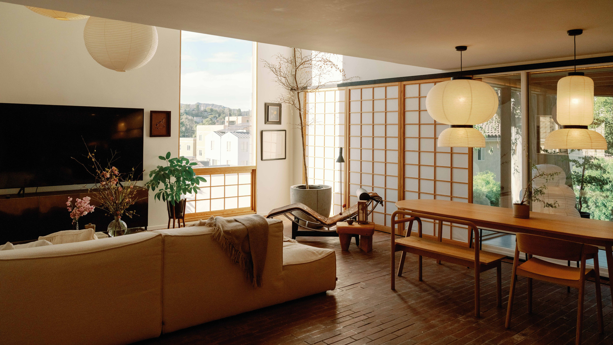 can ho los angeles nhat ban wabi sabi phong khach