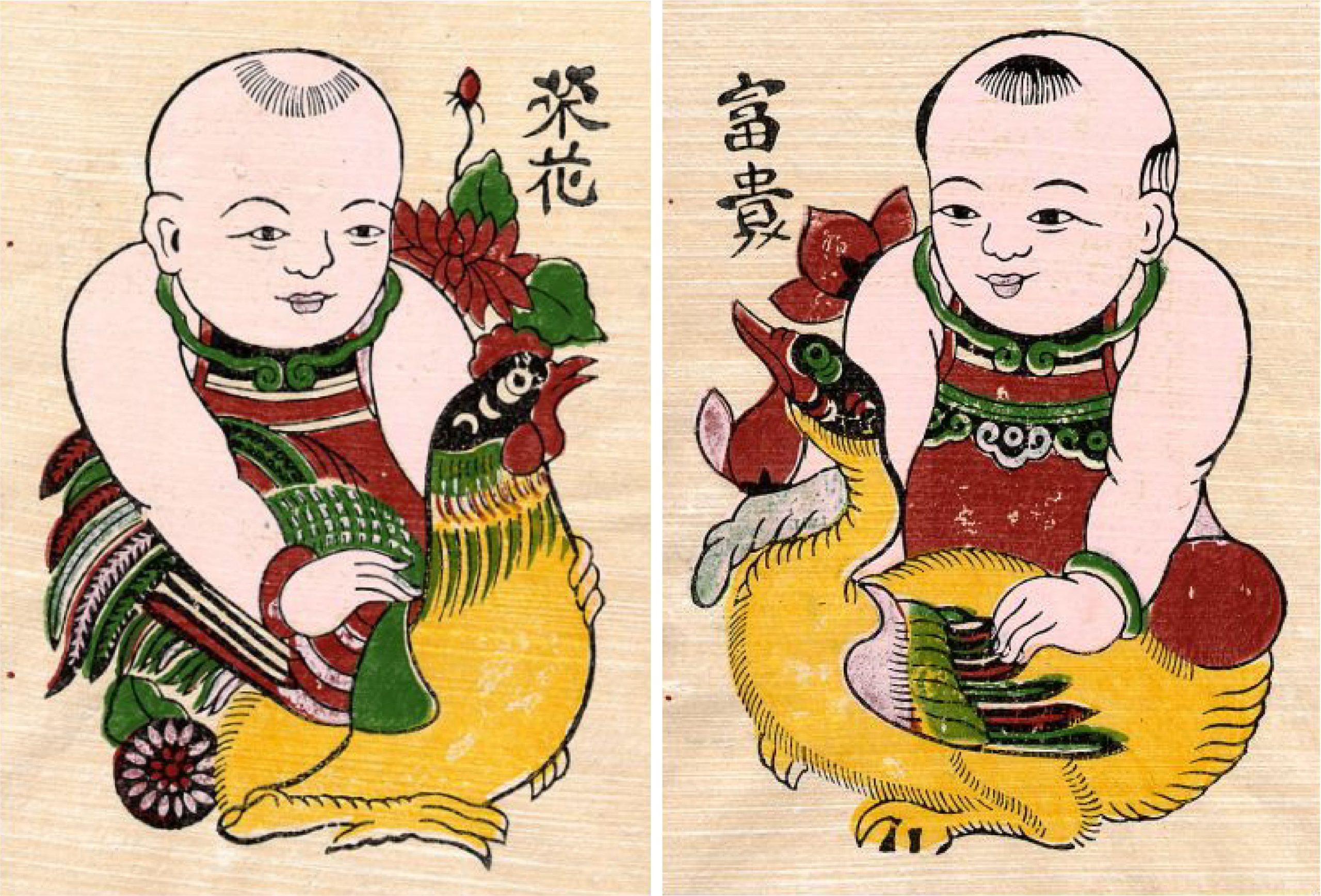 tranh dong ho dong tranh dan gian vinh hoa phu quy em be om ga vit
