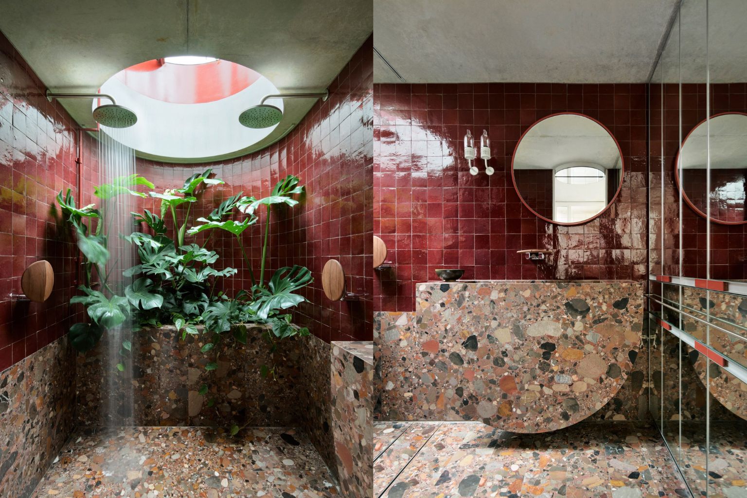 phong tam da cam thach lat gach gieng troi