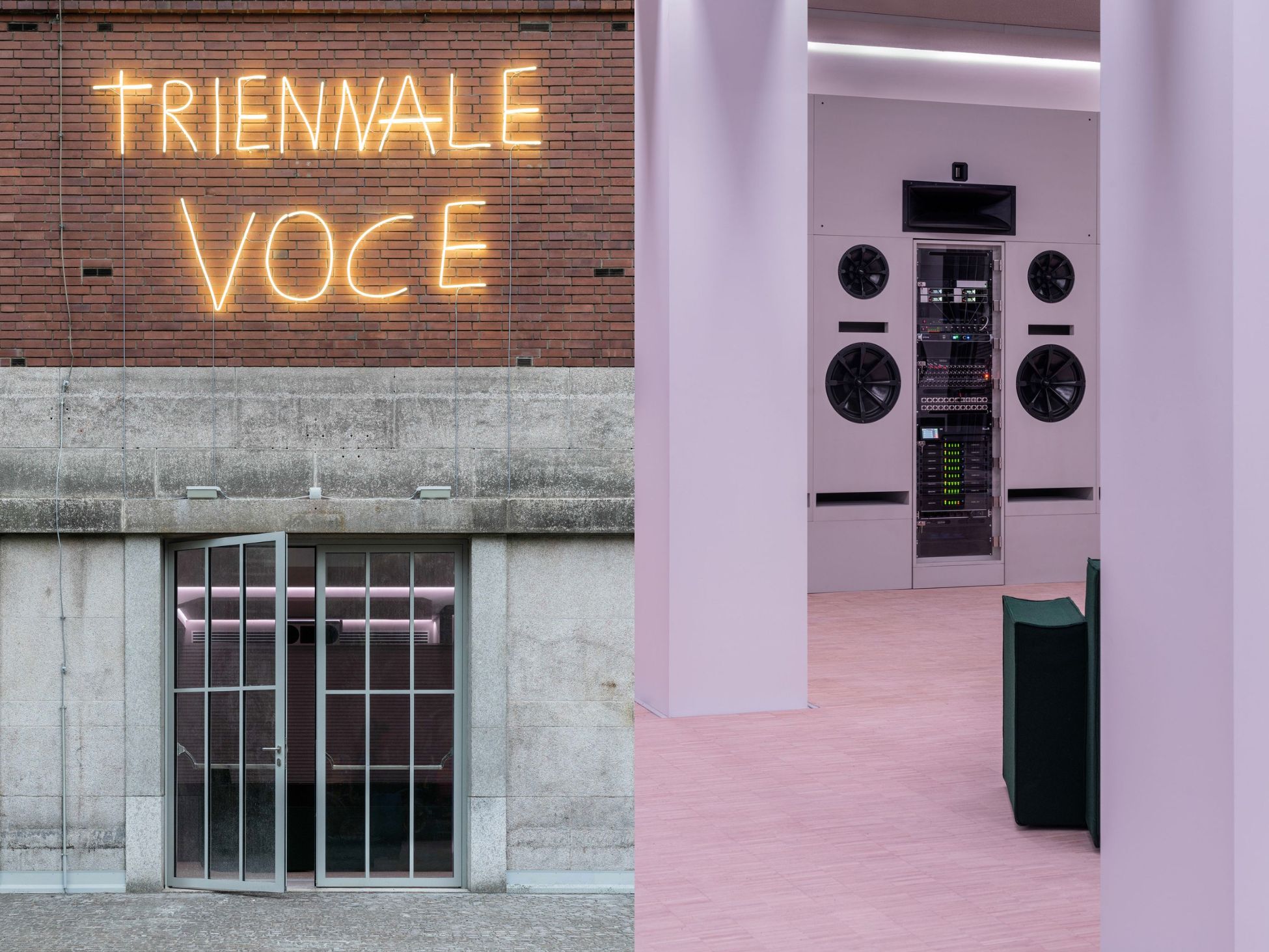 khong gian am thanh den neon nghe thuat triennale milano Piano Parco