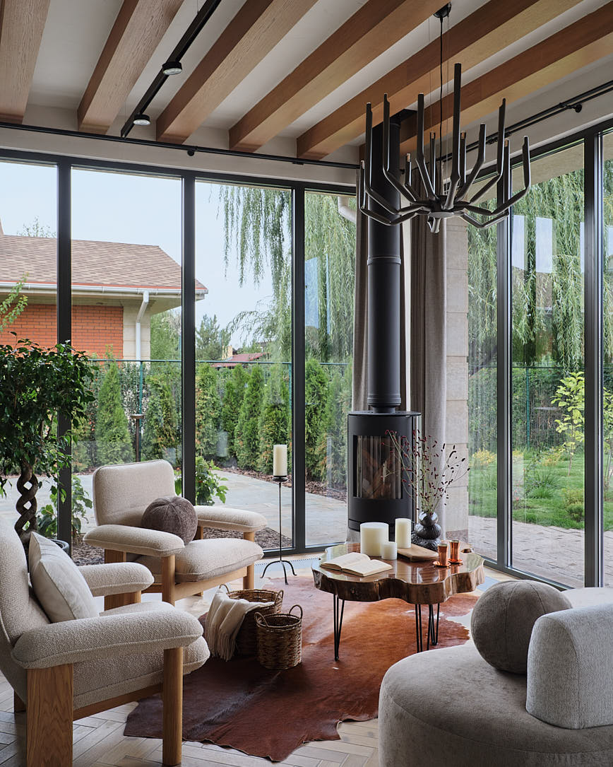 ngoi nha eight lakes khong gian noi that  dong que