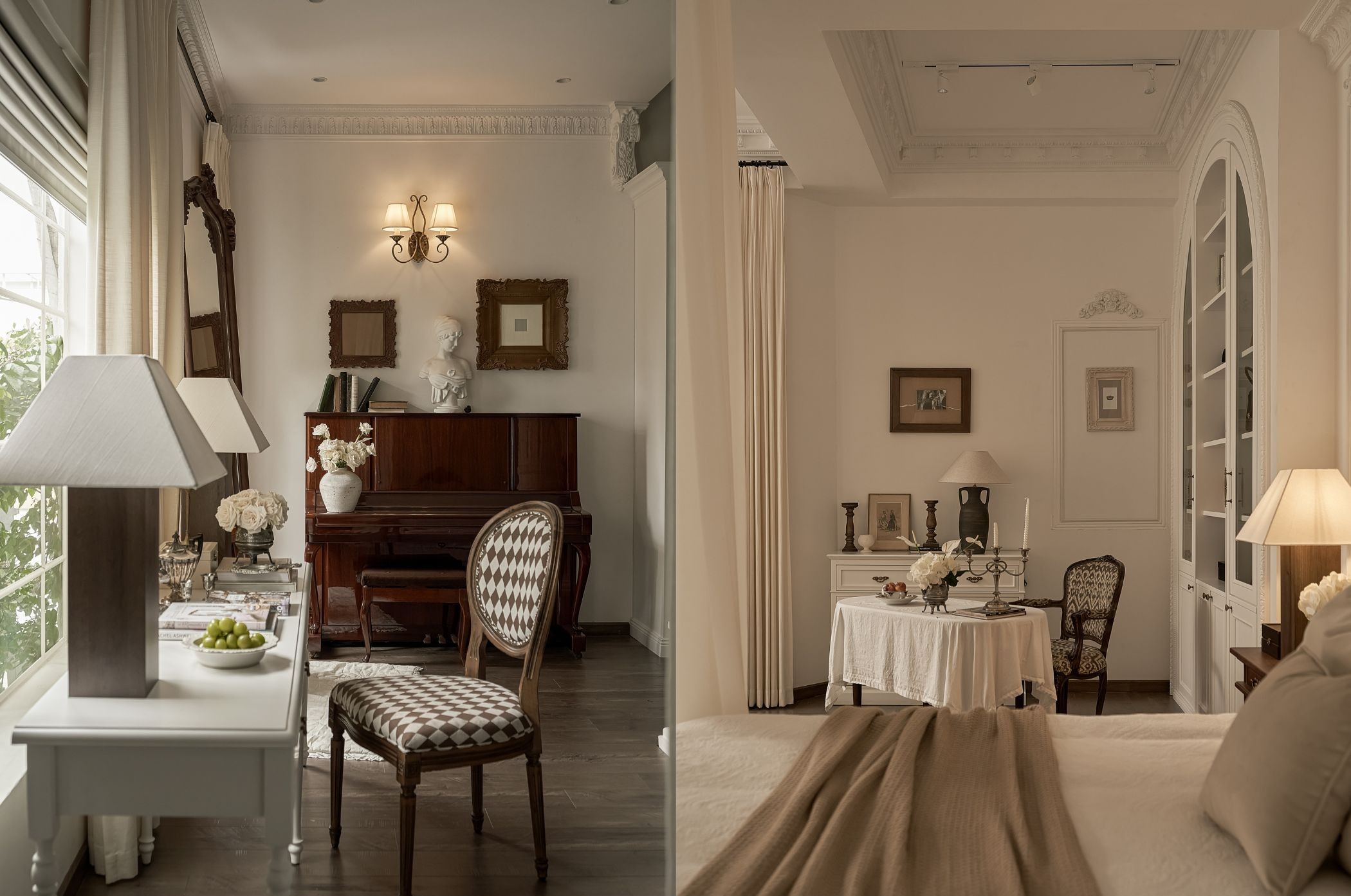 noi that co dien phong ngu vintage len decor